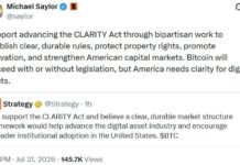 Saylor and Strategy Officially Back CLARITY Act for US Crypto