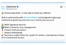Coincorner, Anchorwatch Roll out Bitcoin Custody With Lloyd’s Insurance