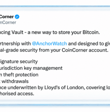 Coincorner, Anchorwatch Roll out Bitcoin Custody With Lloyd’s Insurance
