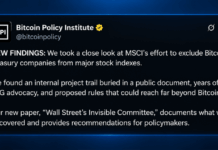 MSCI Rule Puts Strategy at Risk, Says Bitcoin Policy Institute Paper