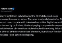 Schiff Warns Tokenized Stocks Will Siphon Liquidity From Bitcoin